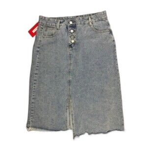 New Collections M Womens Denim Jean Skirt Button Front Vented Hem Knee Length